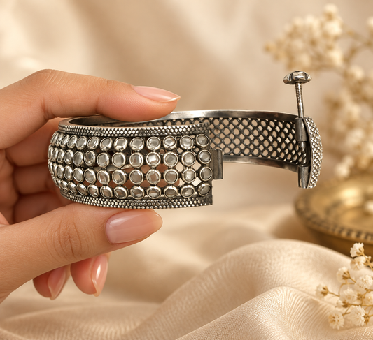 Aabha Silver Cuff Bangle