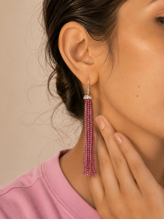 Riva Garnet Tassel Earrings