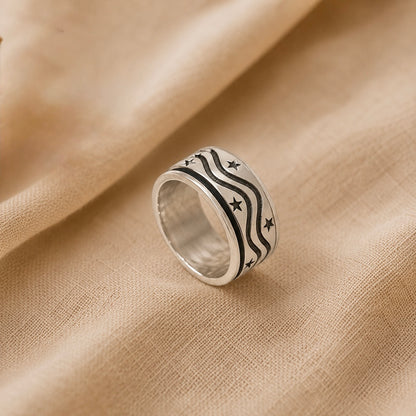 Naksh Oxidized Silver Ring