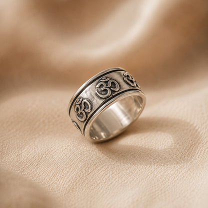 Aum Oxidized Silver Ring