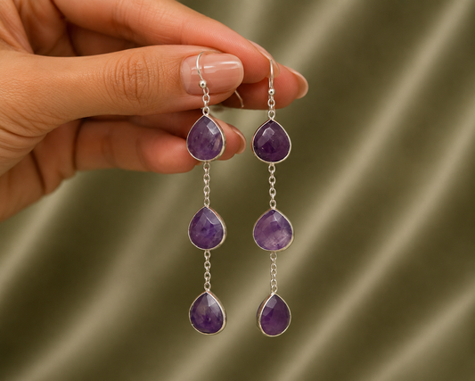 Amara Amethyst Drop Earrings