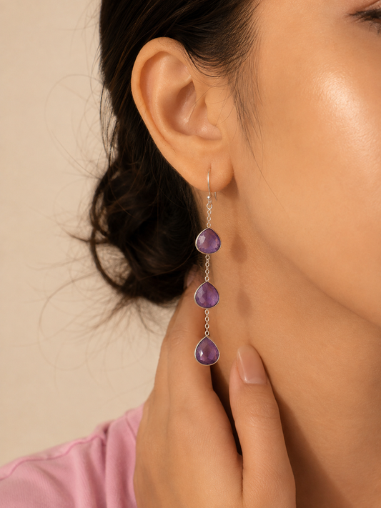 Amara Amethyst Drop Earrings