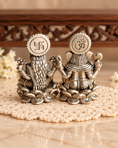 Lakshmi Ganesh Silver Moorti Pair