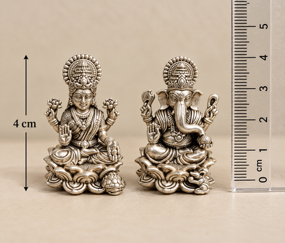 Lakshmi Ganesh Silver Moorti Pair