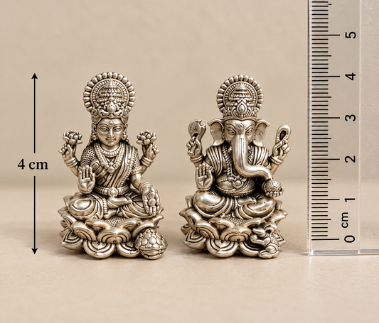 Lakshmi Ganesh Silver Moorti Pair