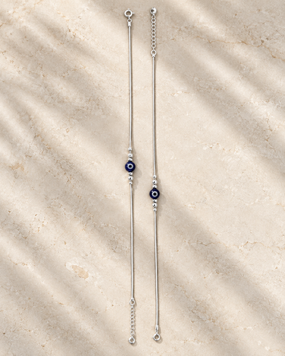 Evil Eye Silver Anklets
