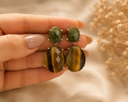 Tiger Eye & Vasonite Earrings