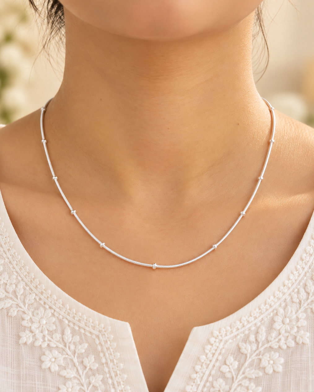 Tara Silver Beaded Chain