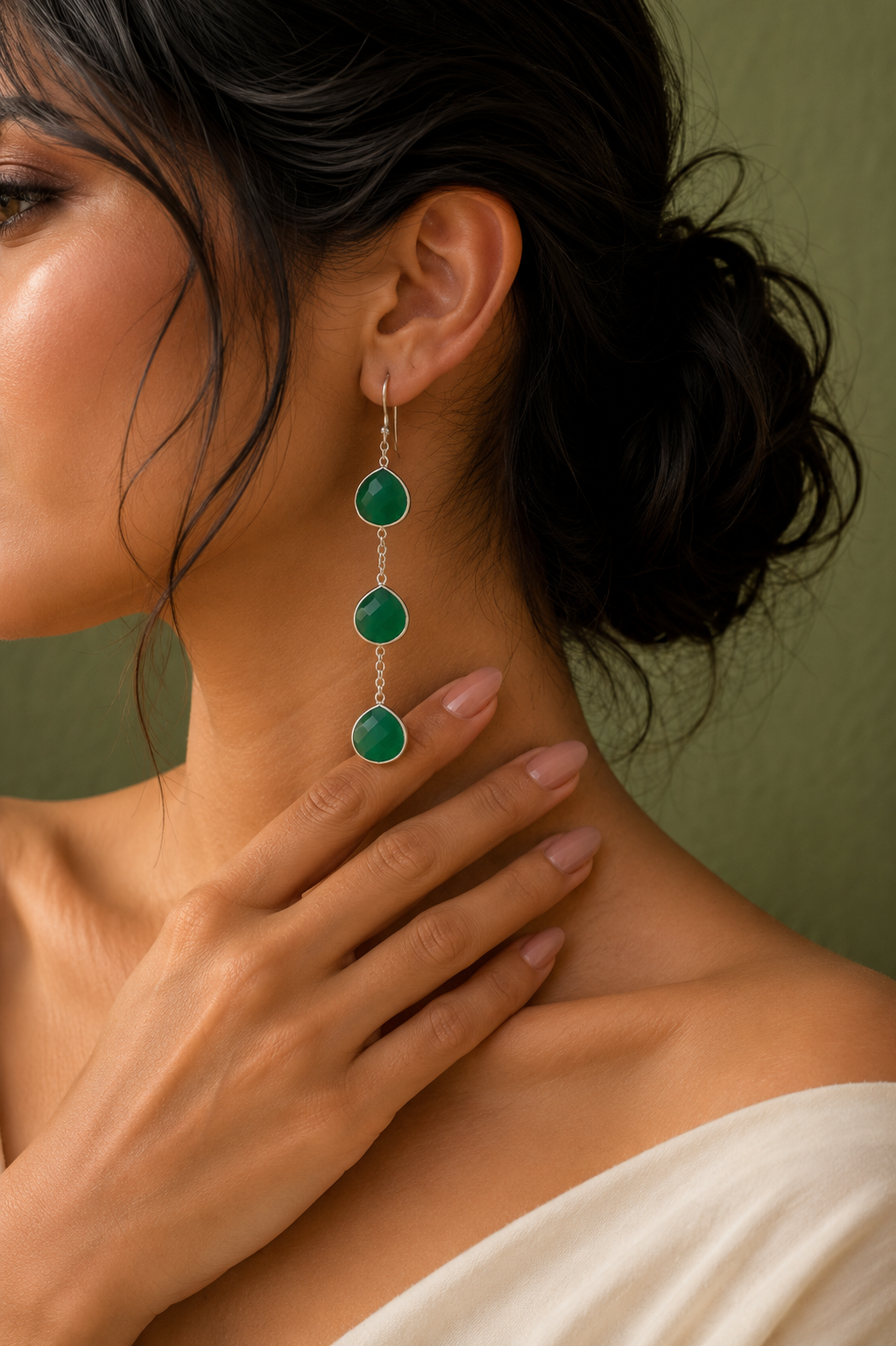 Saira Green Drop Earrings