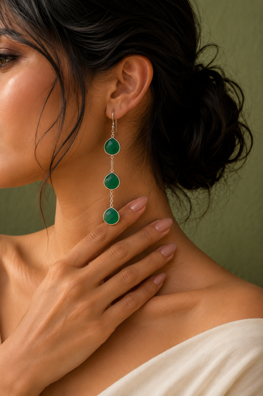 Saira Green Drop Earrings