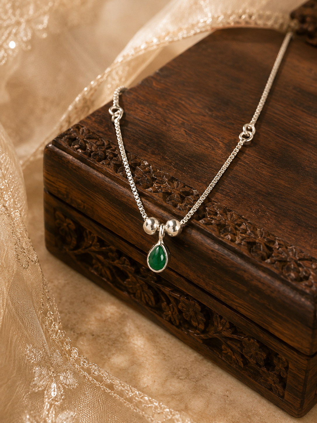 Meher Green Drop Anklet