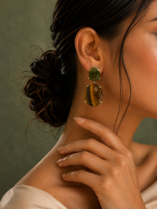 Tiger Eye & Vasonite Earrings