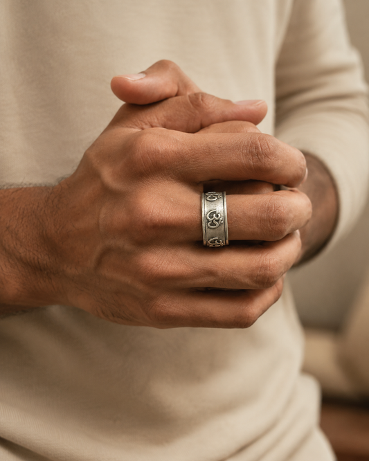 Aum Oxidized Silver Ring