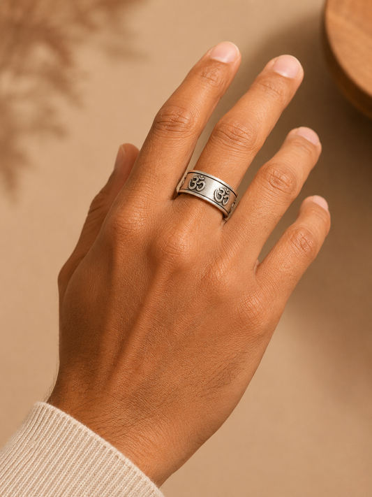 Aum Oxidized Silver Ring