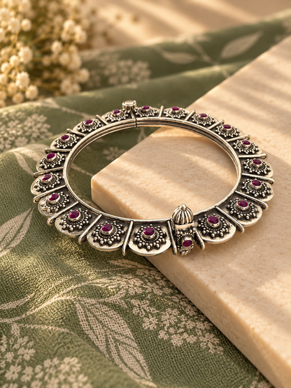 Mayuri Ruby Silver Bangle