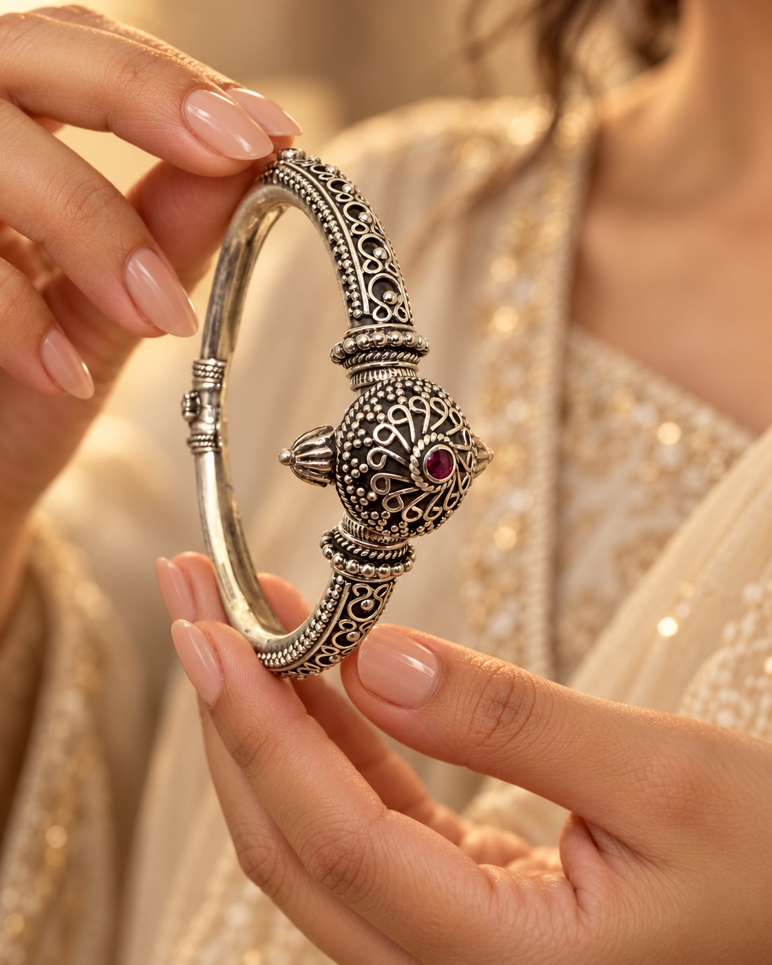 Mayurika Silver Kada
