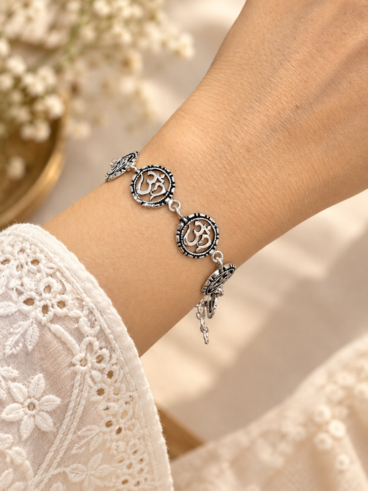Om Silver Bracelet