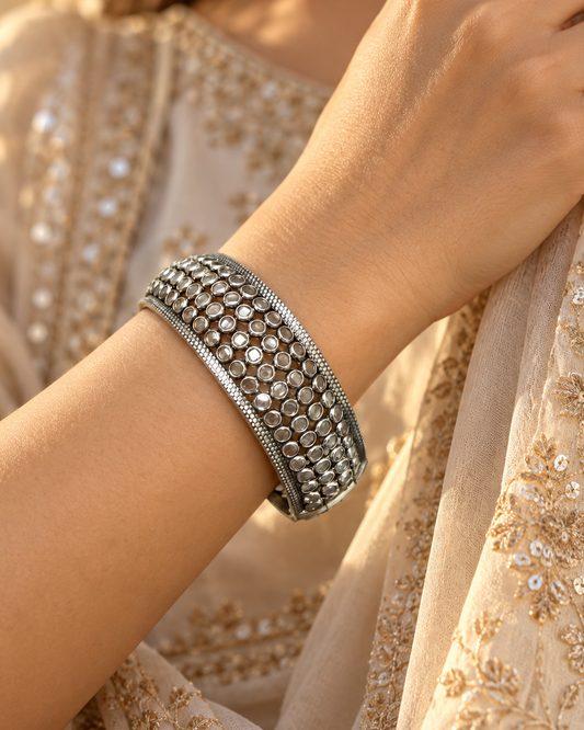 Aabha Silver Cuff Bangle