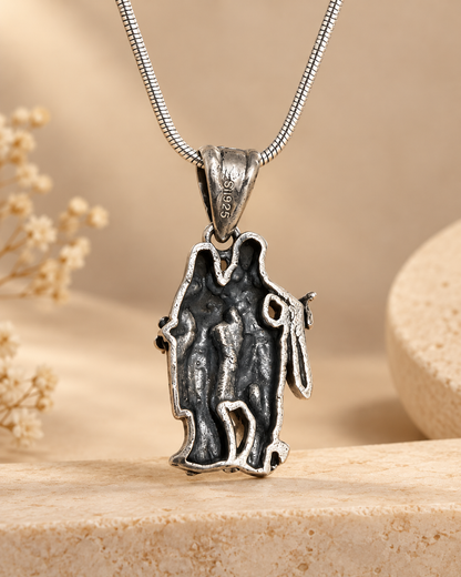 Radha Krishna Silver Pendant