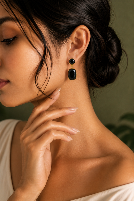 Noira Black Drop Earrings