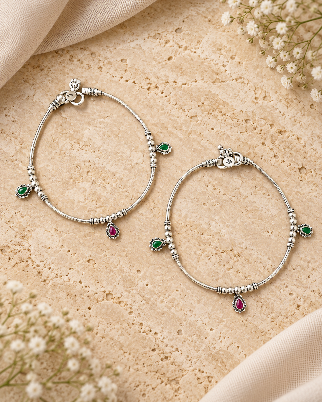 Surkh Silver Anklets