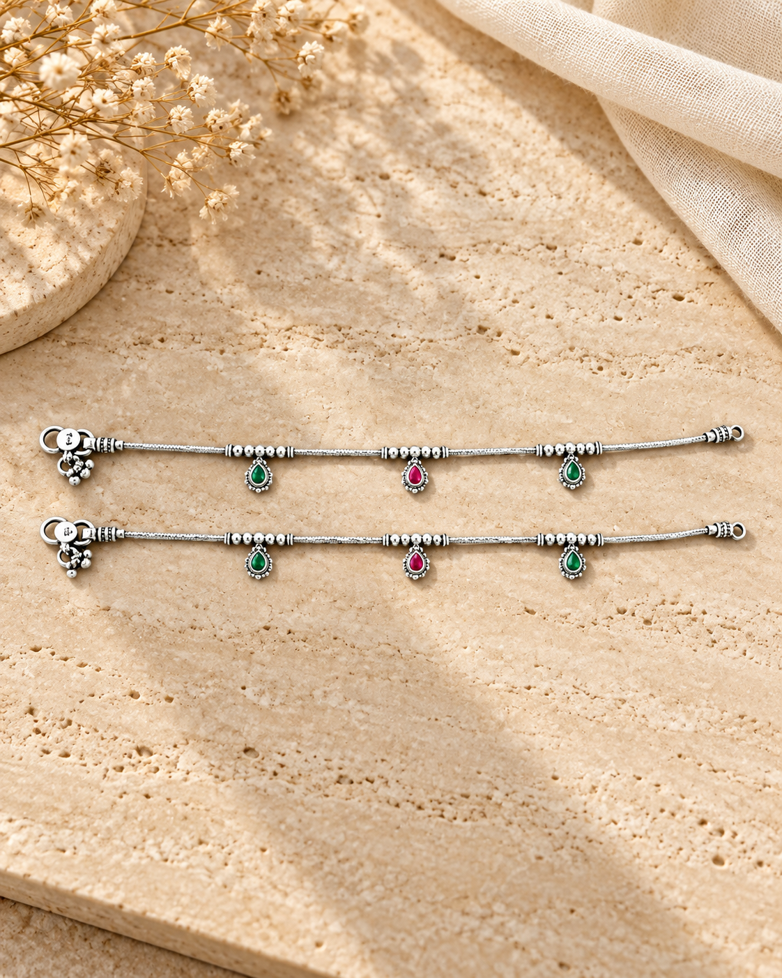 Surkh Silver Anklets