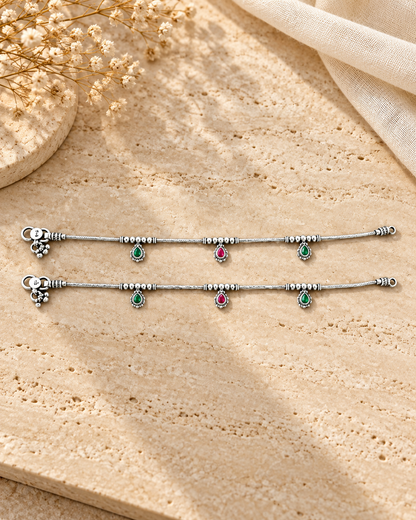 Surkh Silver Anklets