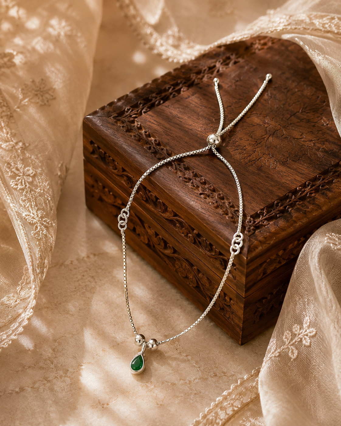 Meher Green Drop Anklet