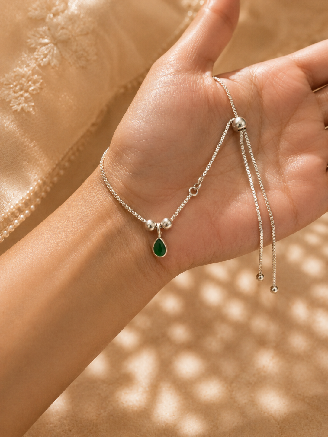 Meher Green Drop Anklet